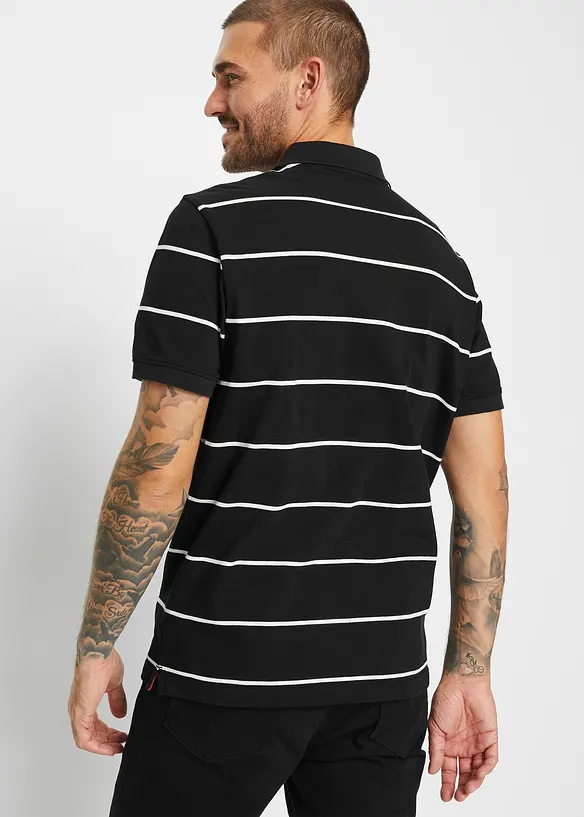 Poloshirt aus robustem Piqué (2er Pack) in schwarz von hinten (im Anschnitt) - bonprix