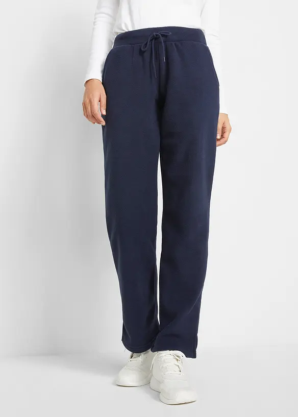 Schlupfhose aus Fleece in blau von vorne - bonprix