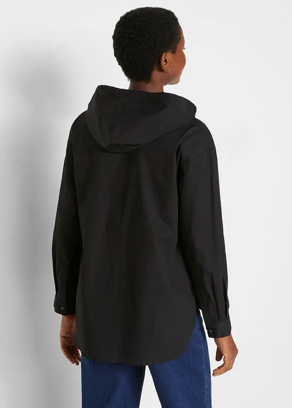 Tunikabluse aus reiner Bio-Baumwolle in schwarz von hinten (im Anschnitt) - bonprix