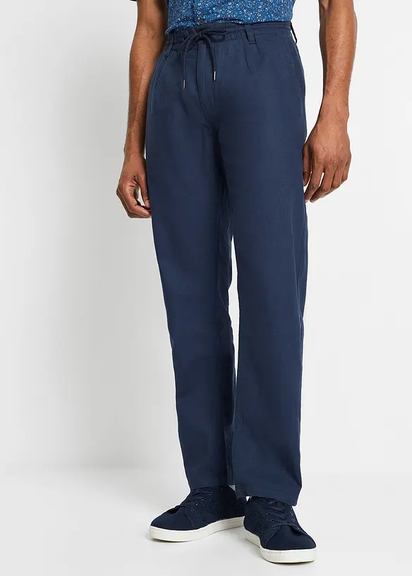 Leinenhose in blau von vorne - bonprix