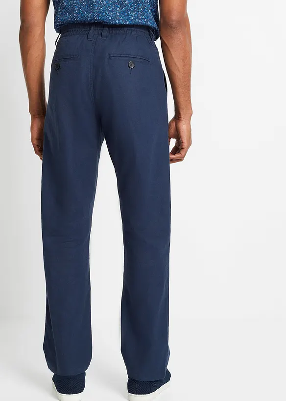 Leinenhose in blau von hinten - bonprix