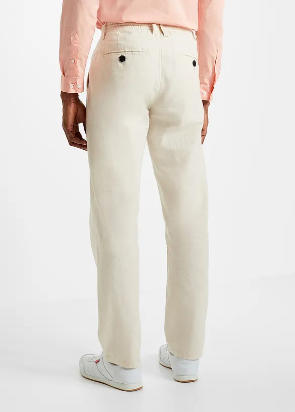 Leinenhose in beige von hinten - bonprix