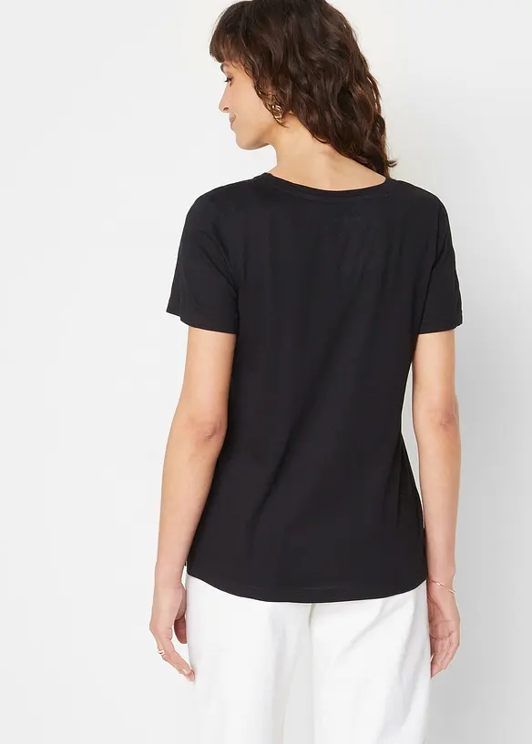 Shirt mit floralem Druck in schwarz von hinten (im Anschnitt) - bonprix