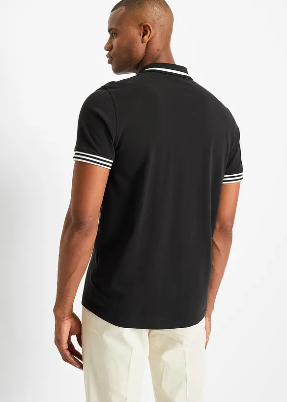 Poloshirt aus robustem Piqué in schwarz von hinten (im Anschnitt) - bonprix