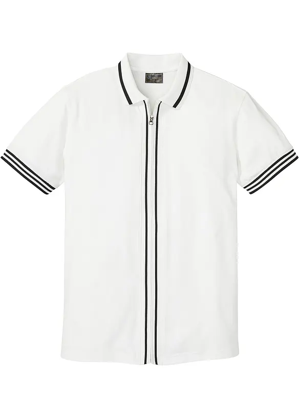 Poloshirt aus robustem Piqué in weiß von vorne - bonprix
