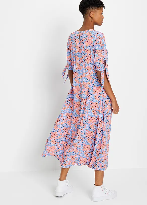 Midikleid aus reiner Viskose in lila von hinten (Totalaufnahme) - bonprix