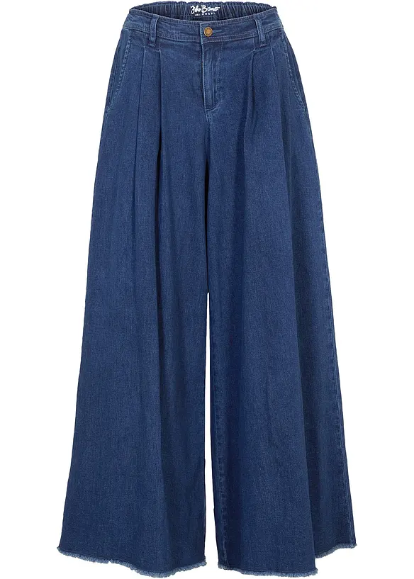 Wide-Leg-Jeans, Hosenrock in blau von vorne - bonprix