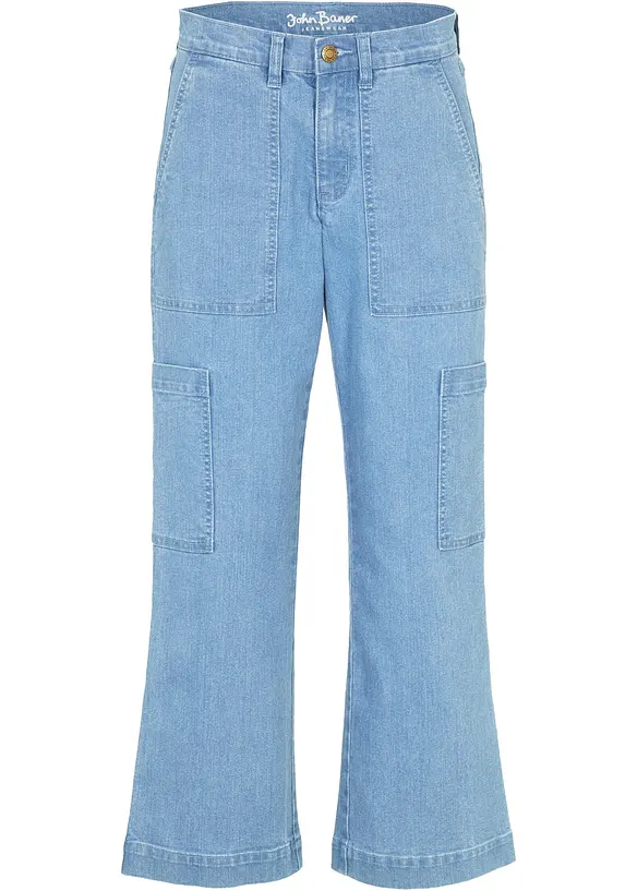 7/8-Worker-Stretch-Jeans in blau von vorne - John Baner JEANSWEAR