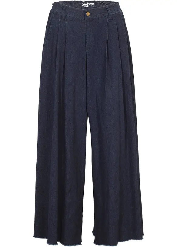 Wide-Leg-Jeans, Hosenrock in blau von vorne - bonprix