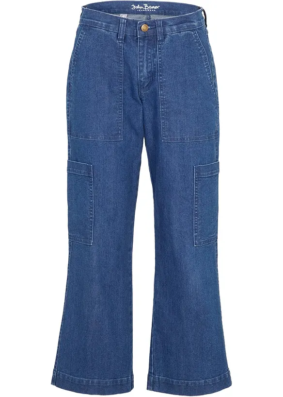 7/8-Worker-Stretch-Jeans in blau von vorne - John Baner JEANSWEAR