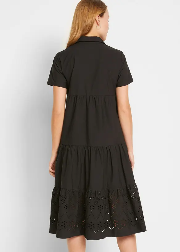 Tunika-Kleid aus reiner Baumwolle mit Lochstickerei in schwarz von hinten (Totalaufnahme) - bonprix Tunika-Kleid aus reiner Baumwolle mit Lochstickerei in schwarz von hinten (Totalaufnahme) - bonprix
