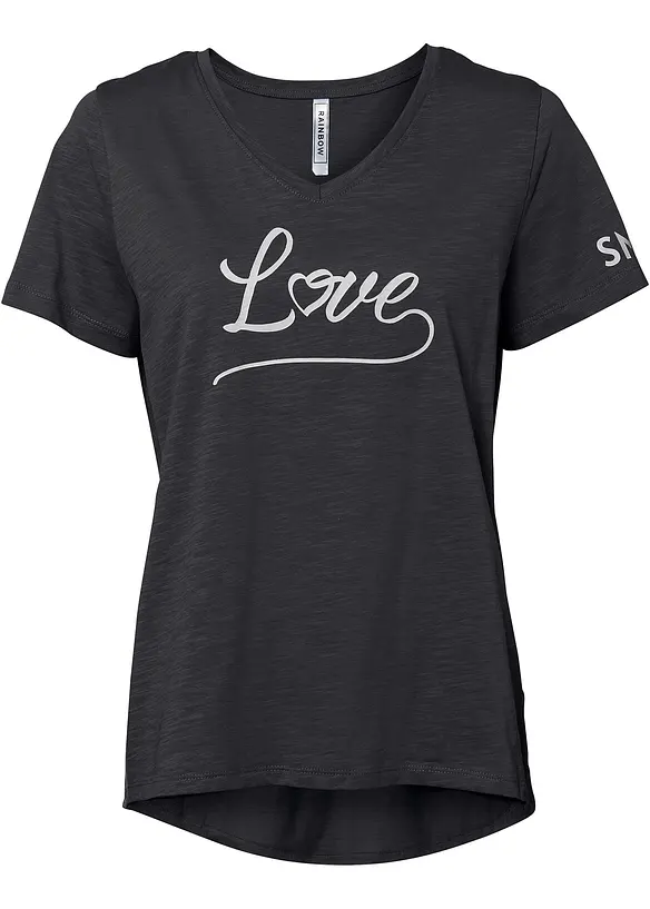 T-Shirt aus reiner Bio-Baumwolle in leicht strukturierter Qualität in schwarz von vorne - bonprix T-Shirt aus reiner Bio-Baumwolle in leicht strukturierter Qualität in schwarz von vorne - bonprix