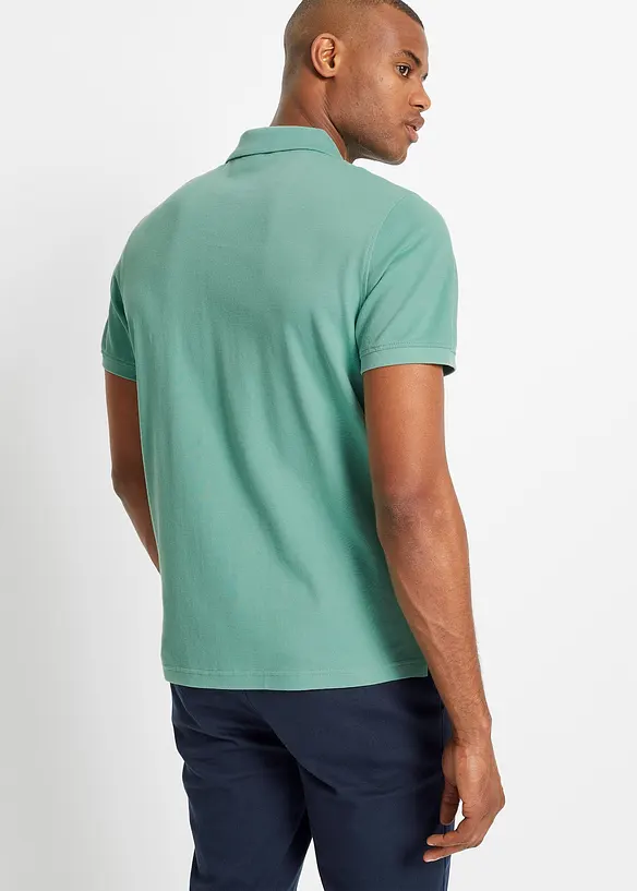 Poloshirt aus reiner Bio-Baumwolle (2er Pack) in grün von hinten (im Anschnitt) - bonprix