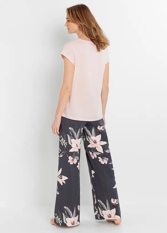 Pyjama mit weiter Hose in rosa von hinten (Totalaufnahme) - bonprix