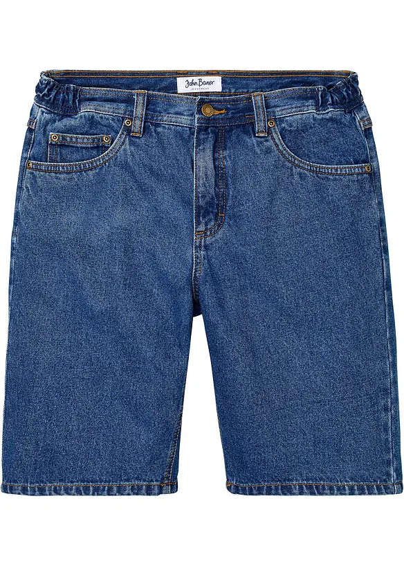 Jeans-Bermuda mit Dehnbund, Classic Fit in blau von vorne - bonprix