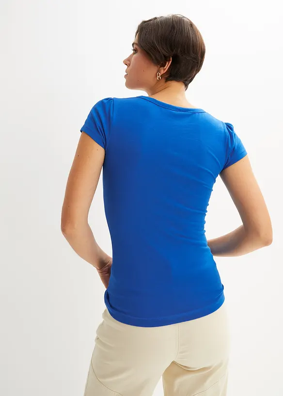 Shirt mit Knopfleiste mit Bio-Baumwolle in blau von hinten (im Anschnitt) - bonprix