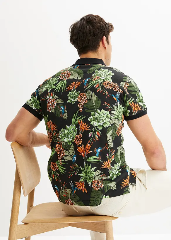Poloshirt aus robustem Piqué in schwarz von hinten (im Anschnitt) - bonprix