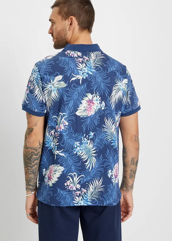 Poloshirt aus reiner Bio-Baumwolle in blau von hinten (im Anschnitt) - bonprix
