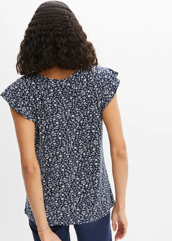 Shirt mit Volantärmel in blau von hinten (im Anschnitt) - bonprix Shirt mit Volantärmel in blau von hinten (im Anschnitt) - bonprix