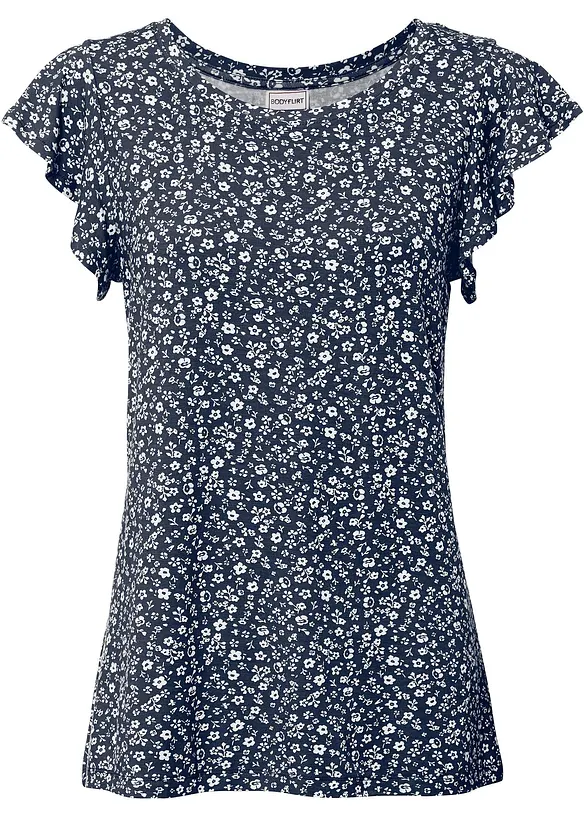 Shirt mit Volantärmel in blau von vorne - bonprix Shirt mit Volantärmel in blau von vorne - bonprix