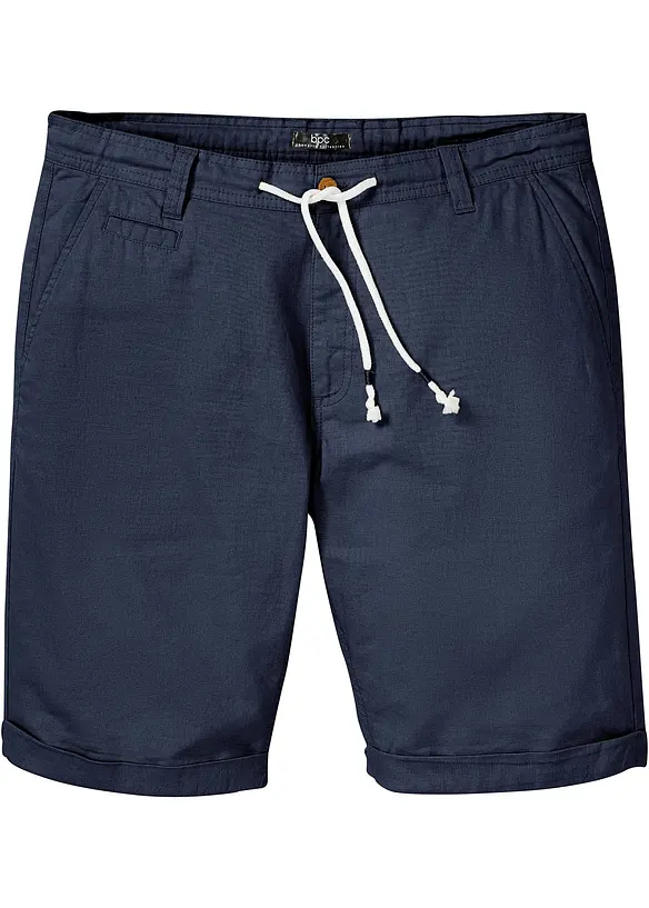 Regular Fit Bermuda aus luftigem Leinen-Mix in blau von vorne - bonprix