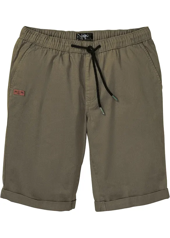 Schlupf-Bermuda aus reiner Baumwolle in Regular Fit in grün von vorne - bonprix