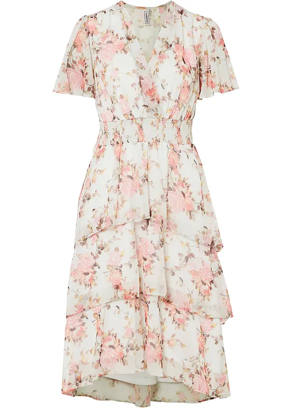 Chiffonkleid mit Volants in weiß von vorne - bonprix