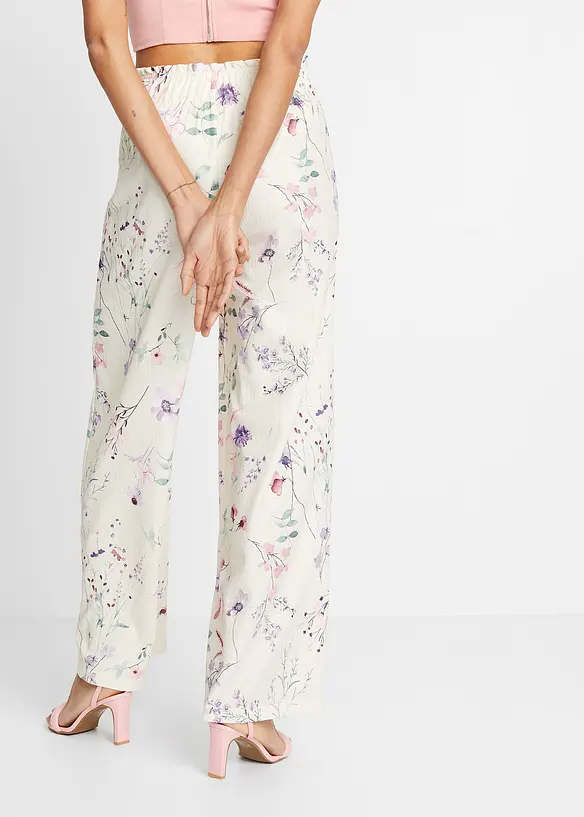 Jersey-Hose aus luftigem Crêpe in beige von hinten - bonprix
