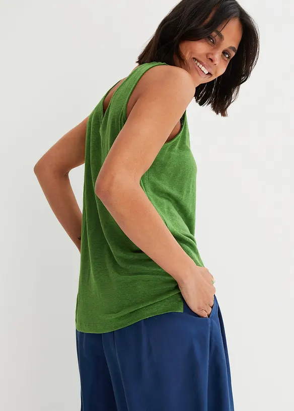 Tanktop aus reinem Leinen in grün von hinten (im Anschnitt) - bonprix Tanktop aus reinem Leinen in grün von hinten (im Anschnitt) - bonprix