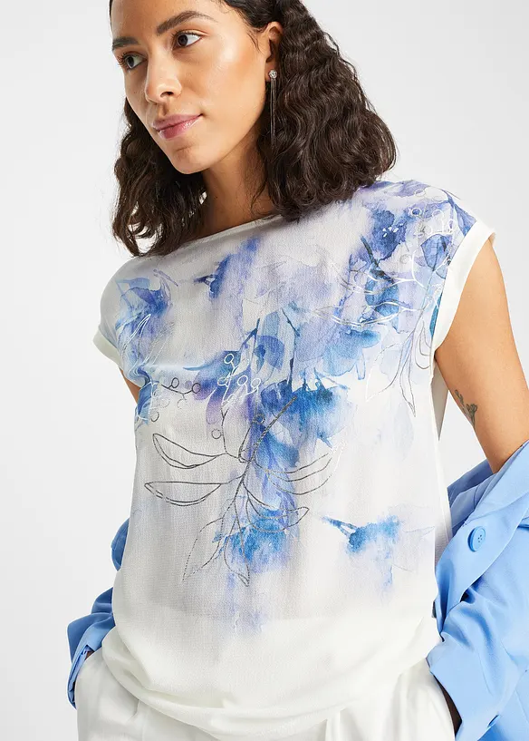 Shirtbluse in weiß von vorne (im Anschnitt) - bonprix Shirtbluse in weiß von vorne (im Anschnitt) - bonprix