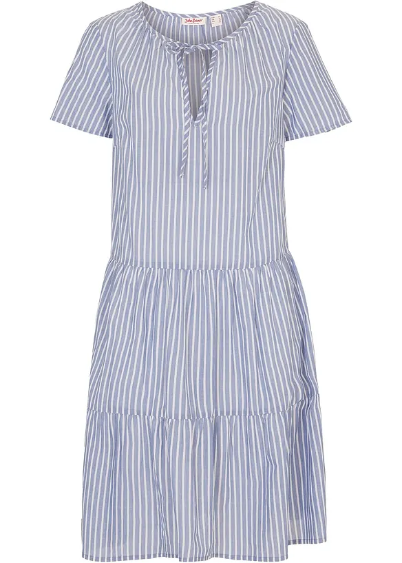 Sommer-Tunika-Kleid aus reiner Baumwolle in blau von vorne - bonprix