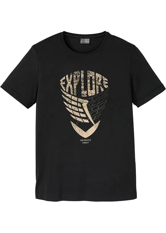 T-Shirt aus Bio-Baumwolle in schwarz von vorne - bonprix