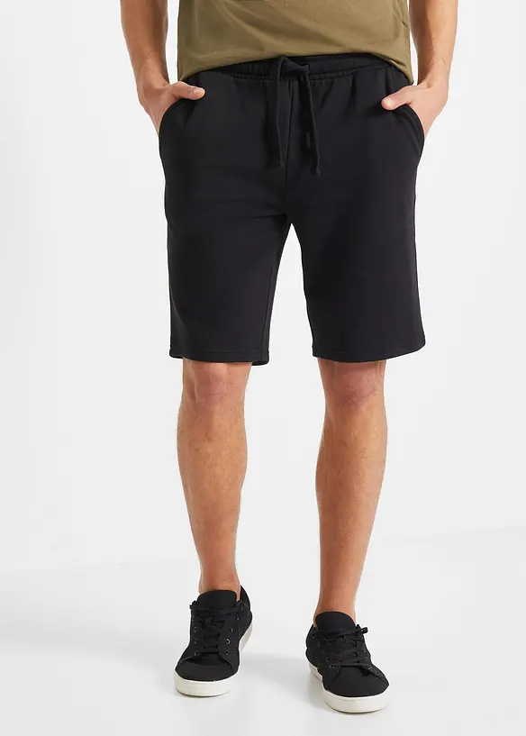 Sweat-Bermuda in Regular Fit in schwarz von vorne - bonprix