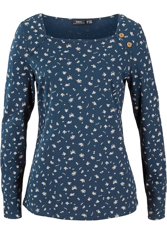 Langarmshirt, bedruckt in blau von vorne - bonprix Langarmshirt, bedruckt in blau von vorne - bonprix