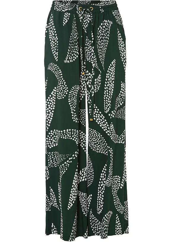 Marlenehose aus fließender Viskose in grün von vorne - bonprix