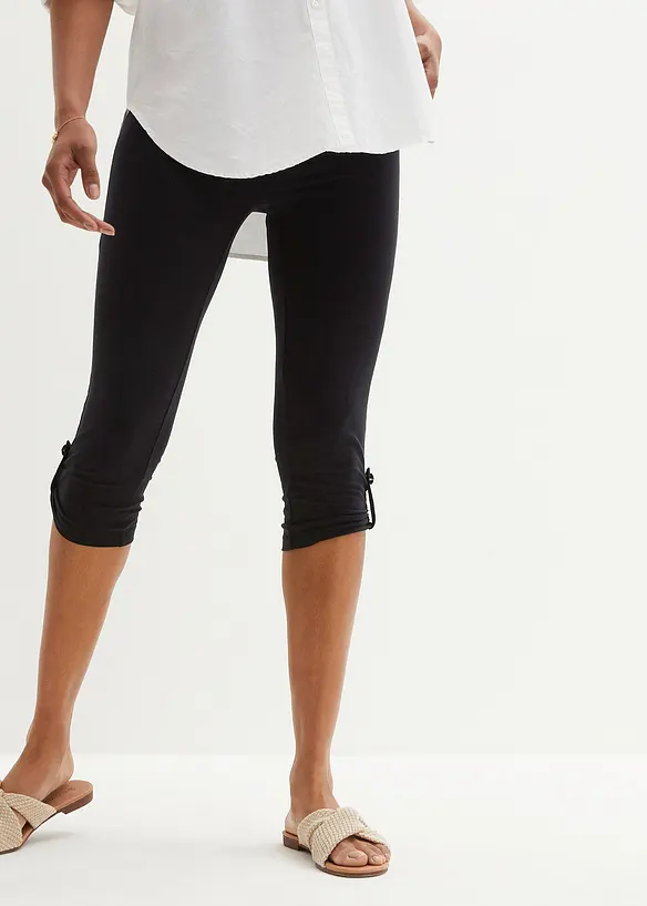Capri-Leggings aus Bio-Baumwolle in schwarz von vorne - bonprix