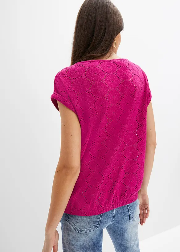 Shirt mit Lochstickerei in pink von hinten (im Anschnitt) - bonprix Shirt mit Lochstickerei in pink von hinten (im Anschnitt) - bonprix
