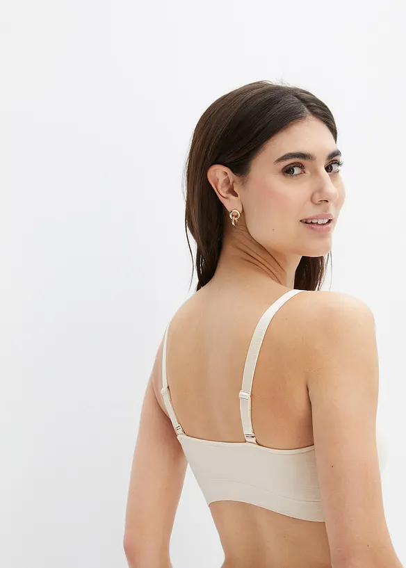 Wattierter Feel Comfort Seamless Bandeau-BH mit abnehmbaren Trägern in beige von hinten (im Anschnitt) - bonprix Wattierter Feel Comfort Seamless Bandeau-BH mit abnehmbaren Trägern in beige von hinten (im Anschnitt) - bonprix