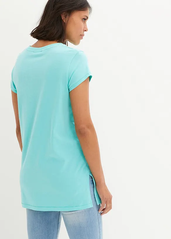 Longshirt aus reiner Bio-Baumwolle in grün von hinten (im Anschnitt) - bonprix
