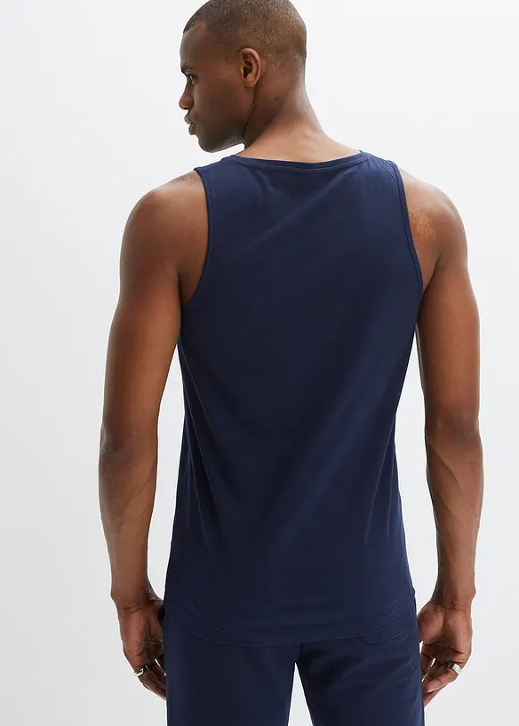 Tanktop aus reiner Bio-Baumwolle (2er Pack) in blau von hinten (im Anschnitt) - bonprix
