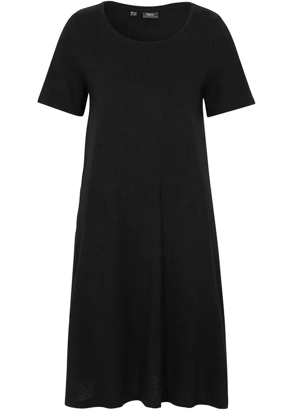 Baumwoll-Shirtkleid aus Flammgarn in schwarz von vorne - bonprix
