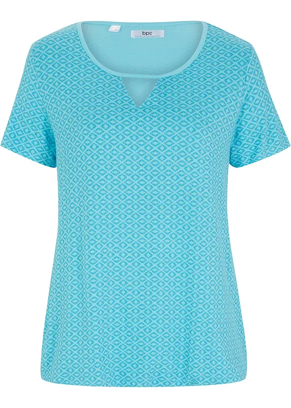 Shirt mit Gummizug, Kurzarm in blau von vorne - bonprix