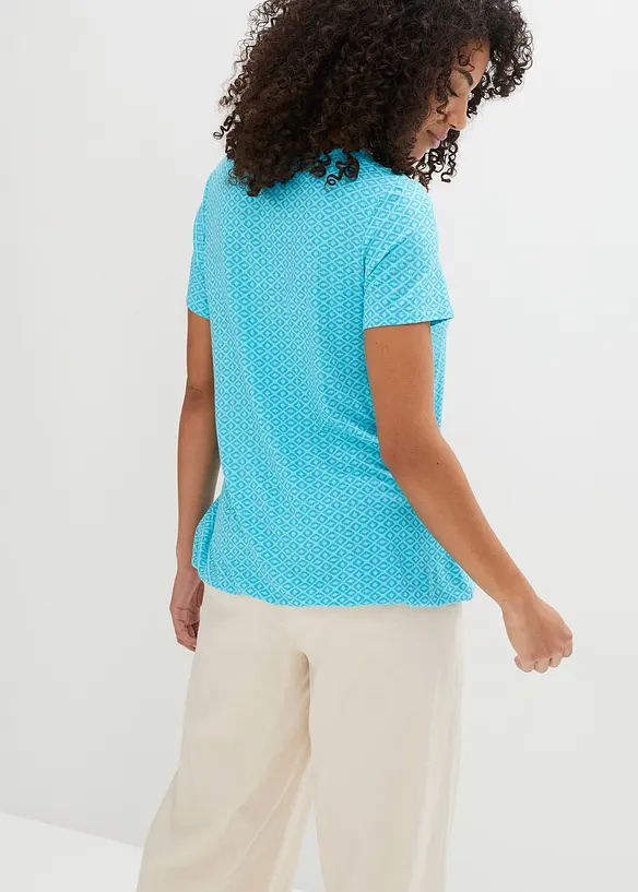 Shirt mit Gummizug, Kurzarm in blau von hinten (im Anschnitt) - bonprix