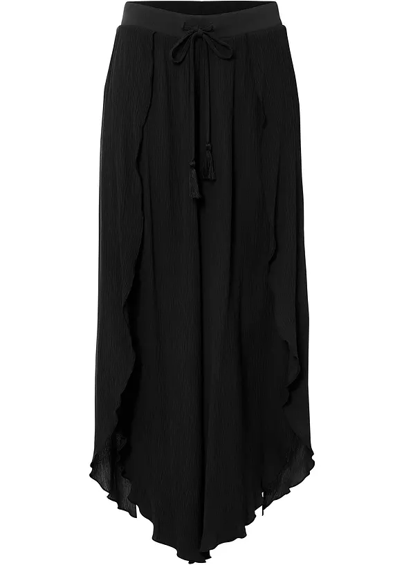 Hose aus strukturiertem Crinkle in schwarz von vorne - bonprix Hose aus strukturiertem Crinkle in schwarz von vorne - bonprix