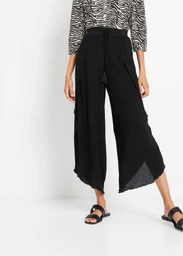 Hose aus strukturiertem Crinkle in schwarz von vorne - bonprix Hose aus strukturiertem Crinkle in schwarz von vorne - bonprix