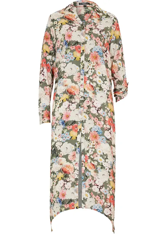 Longbluse aus fließender Viskose in grün von vorne - bonprix Longbluse aus fließender Viskose in grün von vorne - bonprix