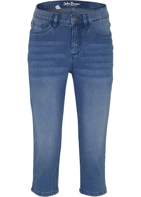 Capri-Ultra-Soft-Jeans in blau von vorne - bonprix