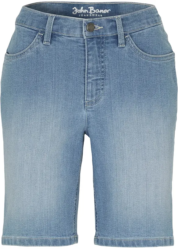 Straight Jeans Bermuda Mid Waist in blau von vorne - bonprix