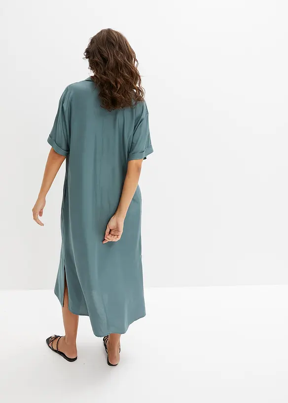 Blusenkleid mit Taschen in grün von hinten (Totalaufnahme) - bonprix Blusenkleid mit Taschen in grün von hinten (Totalaufnahme) - bonprix