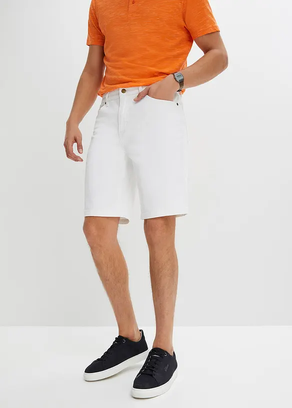 Stretch-Bermuda in Classic-Fit in weiß von vorne - bonprix